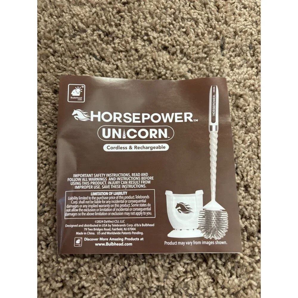 Horsepower Unicorn Cordless And Rechargeable Toilet Brush That Spins  Brand New